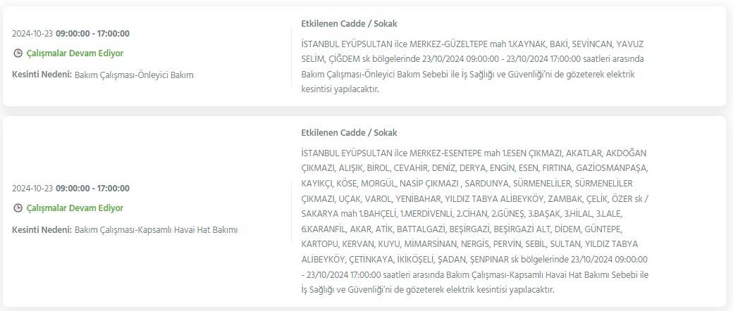 İstanbul'un 21 ilçesinde 8 saati bulacak elektrik kesintisi! Bu gece yarısından itibaren başlıyor 24